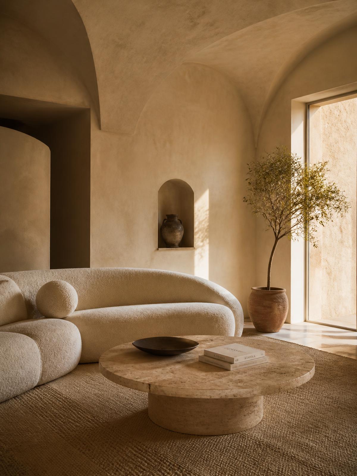 Interno architettonico in travertino